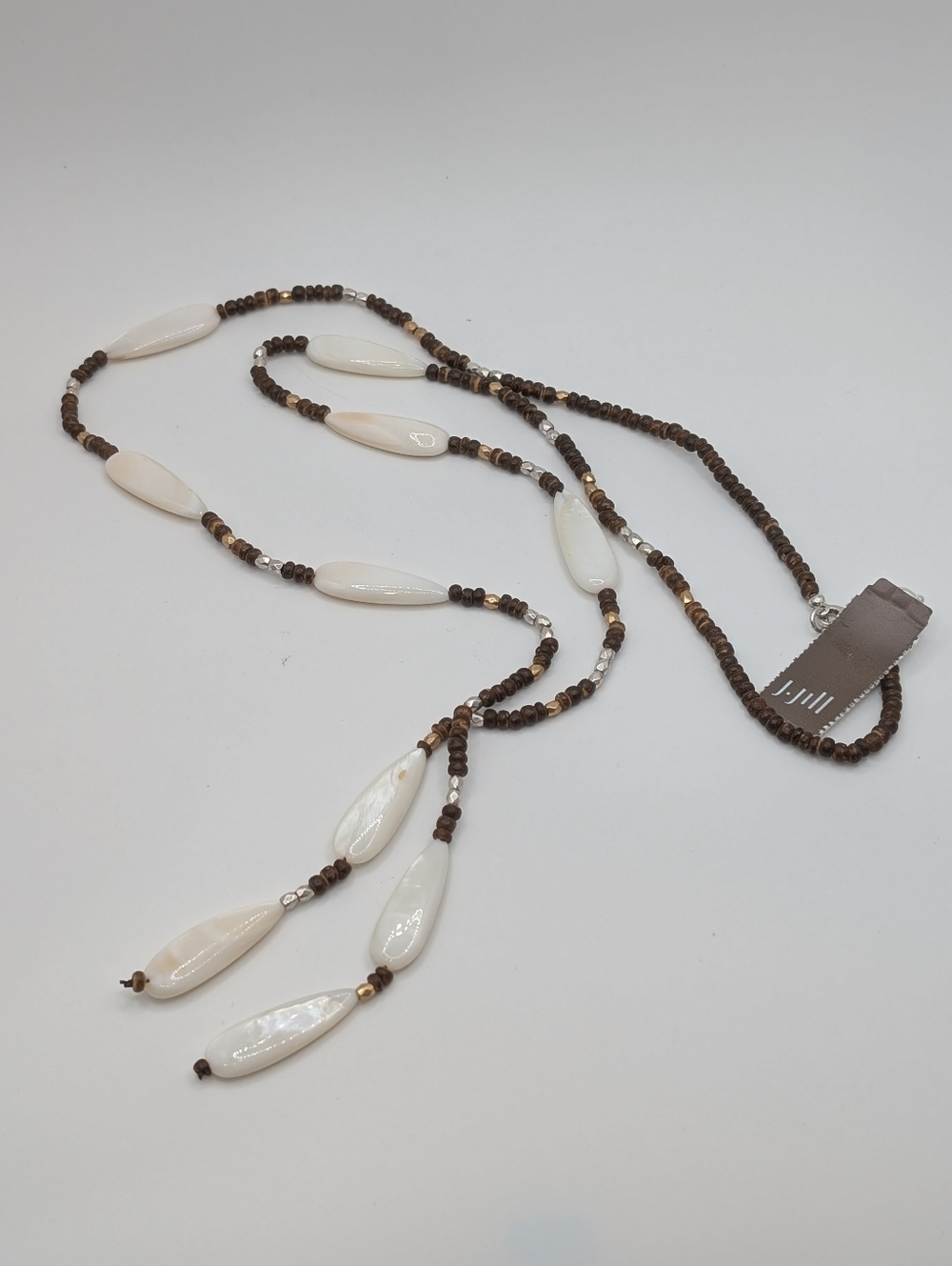 J. Jill White Shell Long Beaded Boho Necklace NWT $49